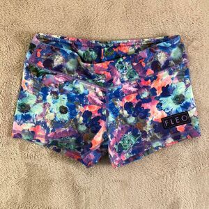 FLEO Low Rise Micro Shorts Pink and Blue Floral Print - Size Small